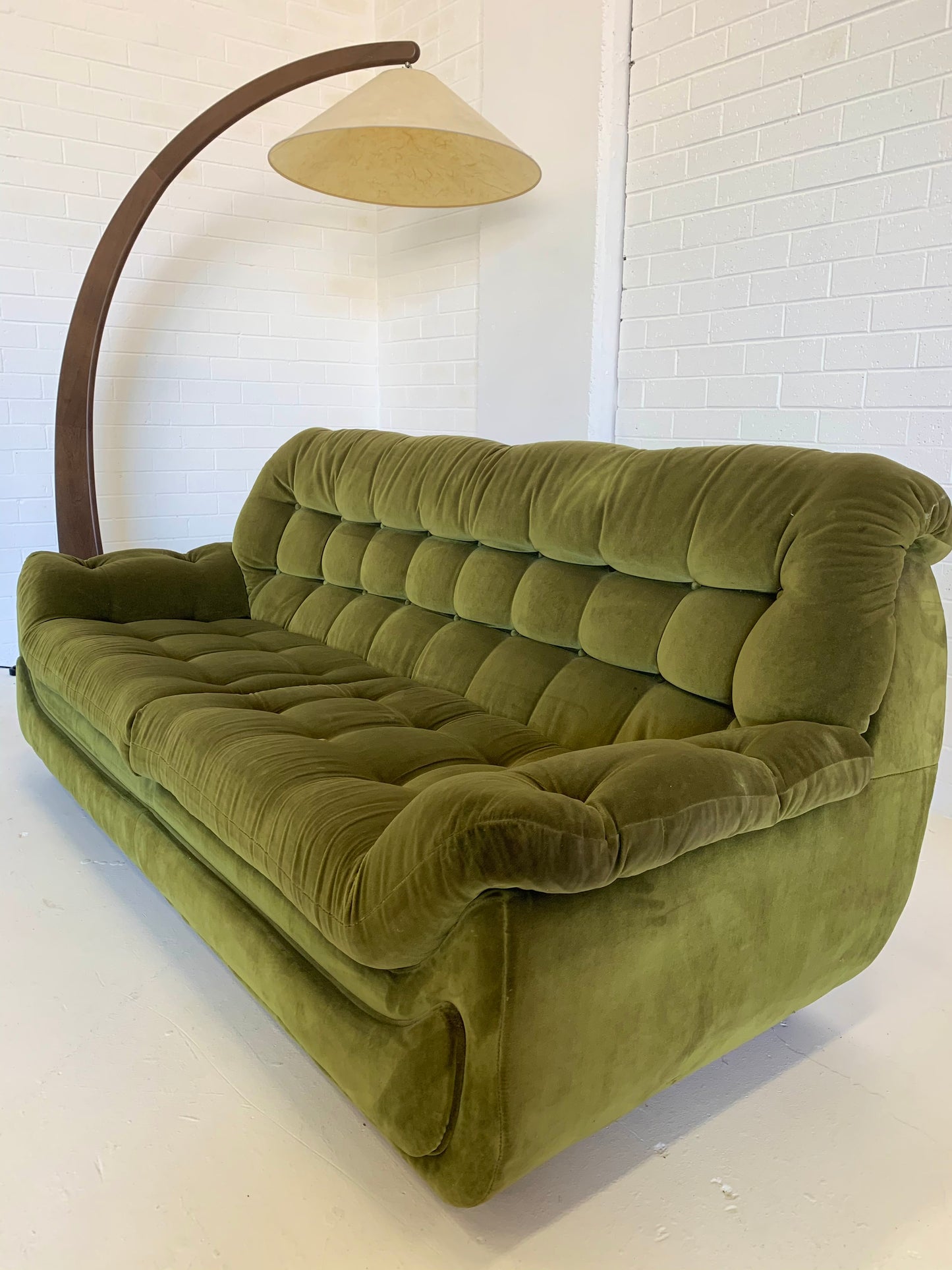 Vintage Green Velvet Sofa