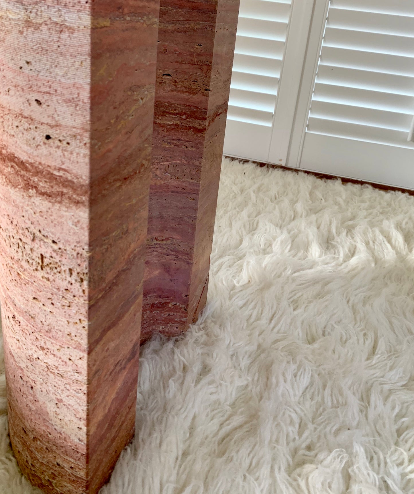 Rare Pink Travertine Table