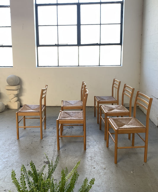 Set of Six Rush Dining Chairs