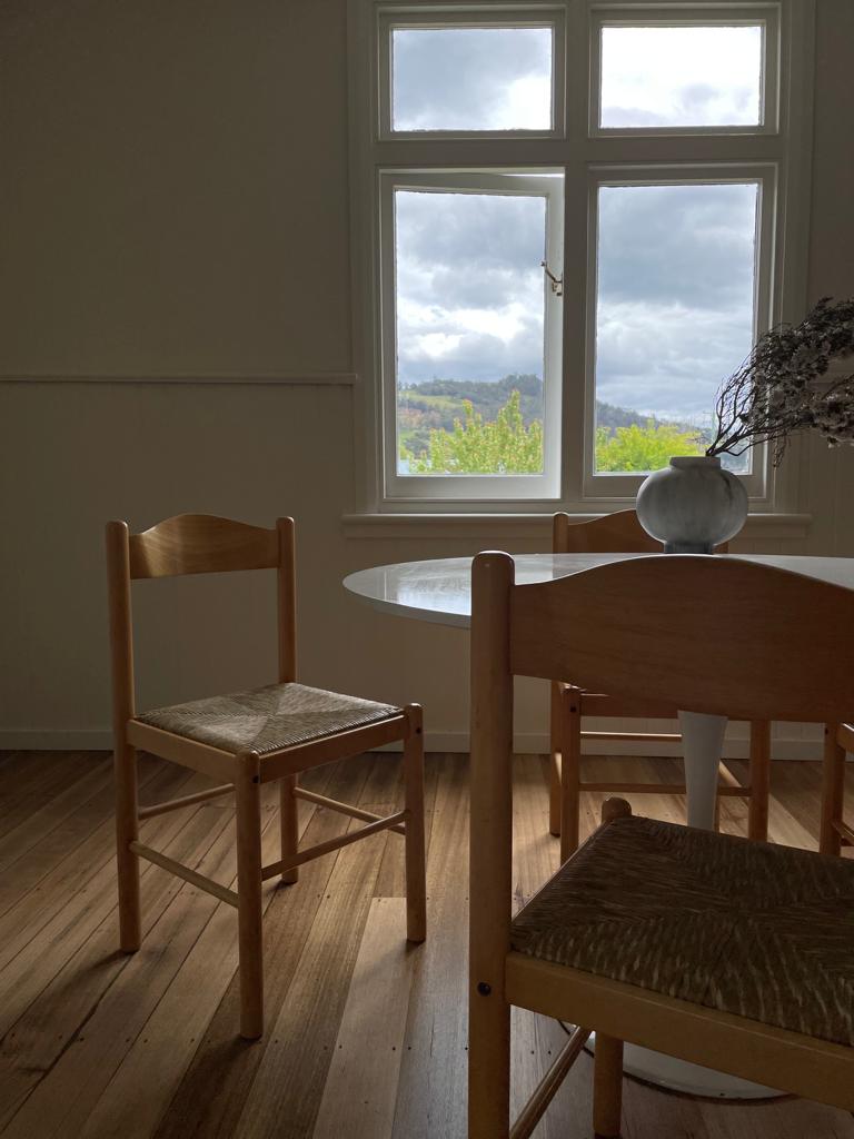 Vintage timber rush dining chairs