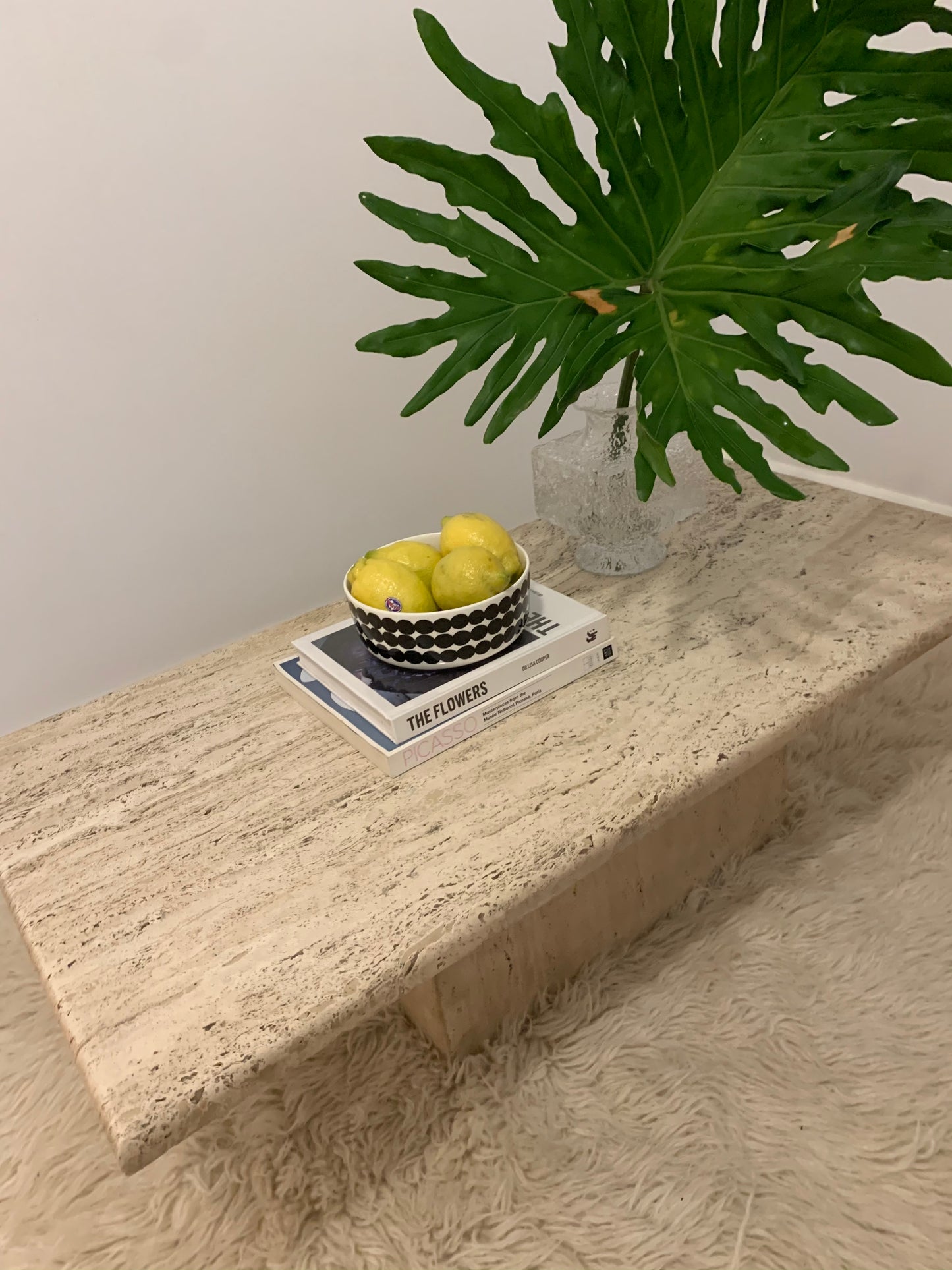 Large Vintage Unfilled Travertine Coffee Table