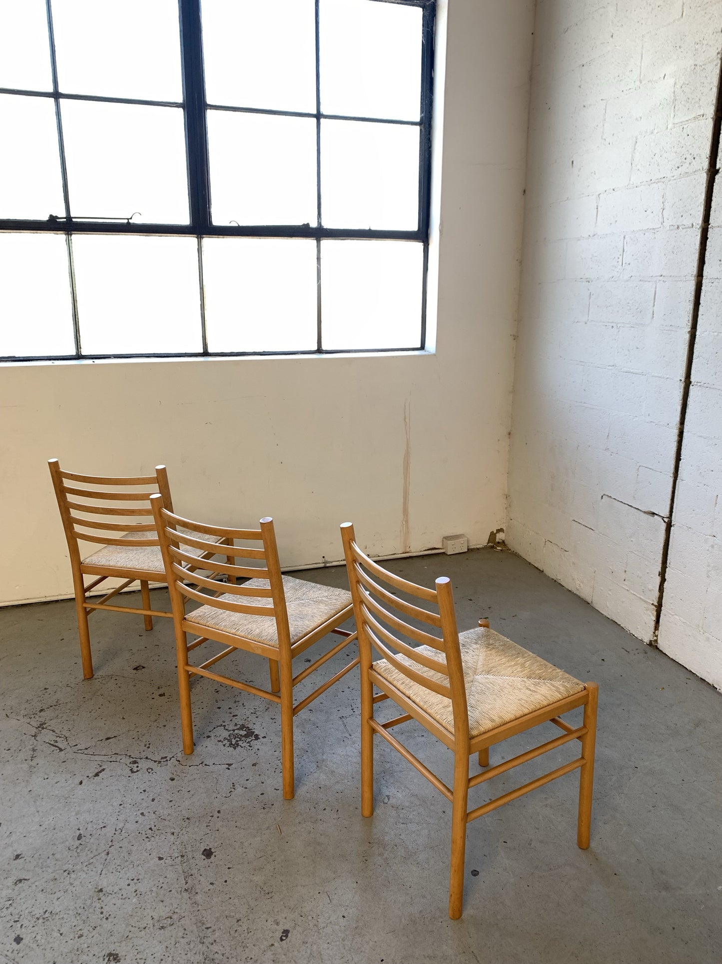 Set of Four Rush Dining Chairs