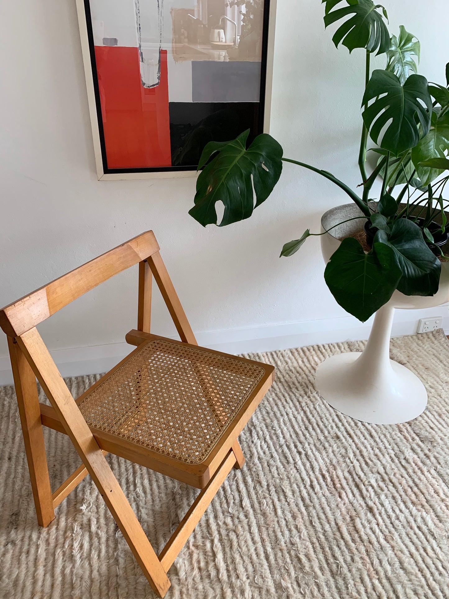 Original 1960’s Aldo Jacober and Pierangela d’Aniello “Trieste” Rattan Folding Chair