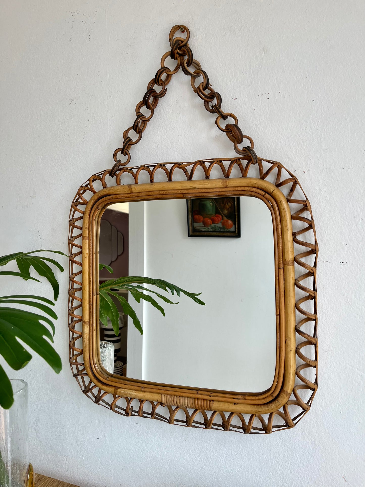 Vintage Italian Bamboo Mirror, Circa 1960’s