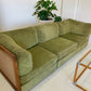 Vintage Parker Rattan and Velvet Modular Sofa