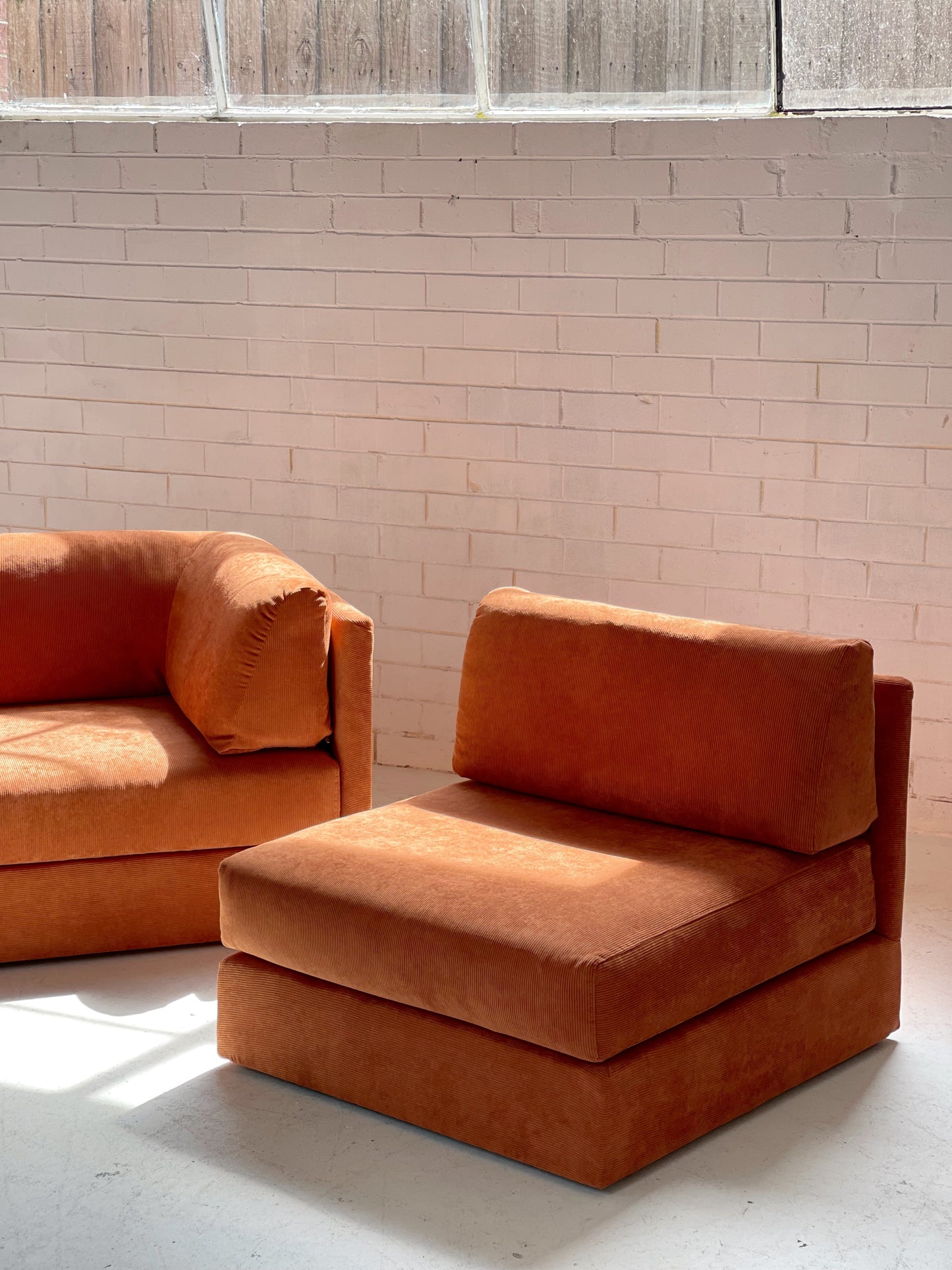 Rust Corduroy Vintage Modular Sofa