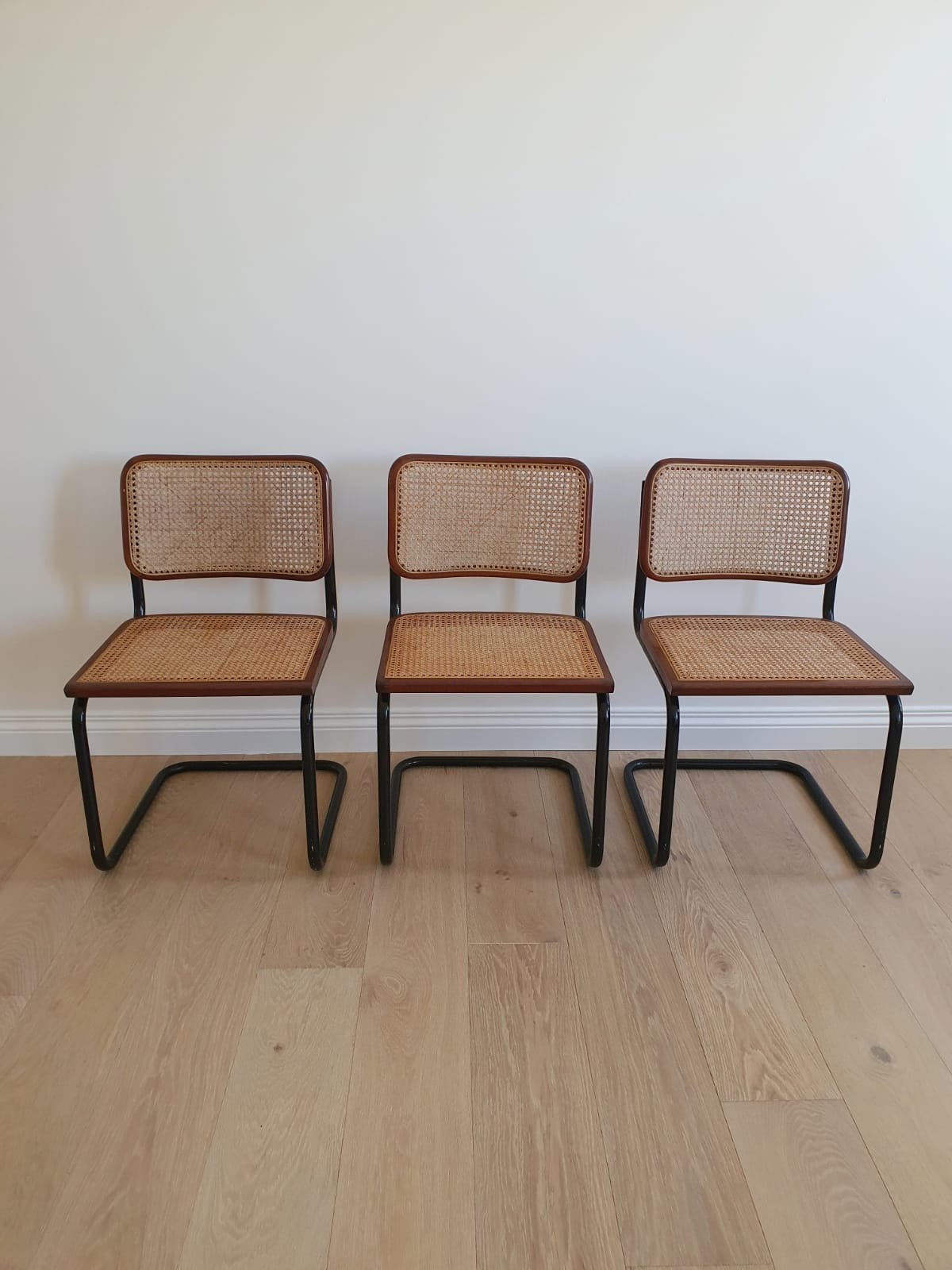 Set of Vintage Cane Cantilever Dining Chairs