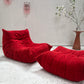 Vintage Ligne Roset Togo Fireside & Ottoman Set - Red Suede