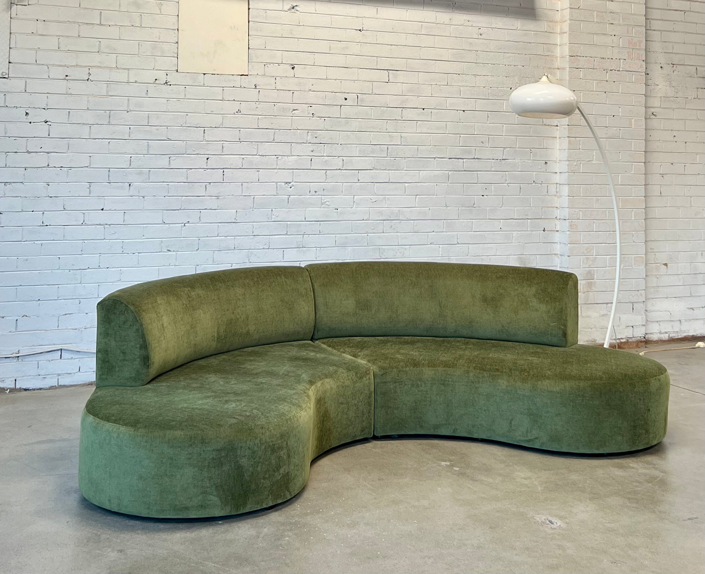 Bespoke Curved Sofa in Deep Botanical Green