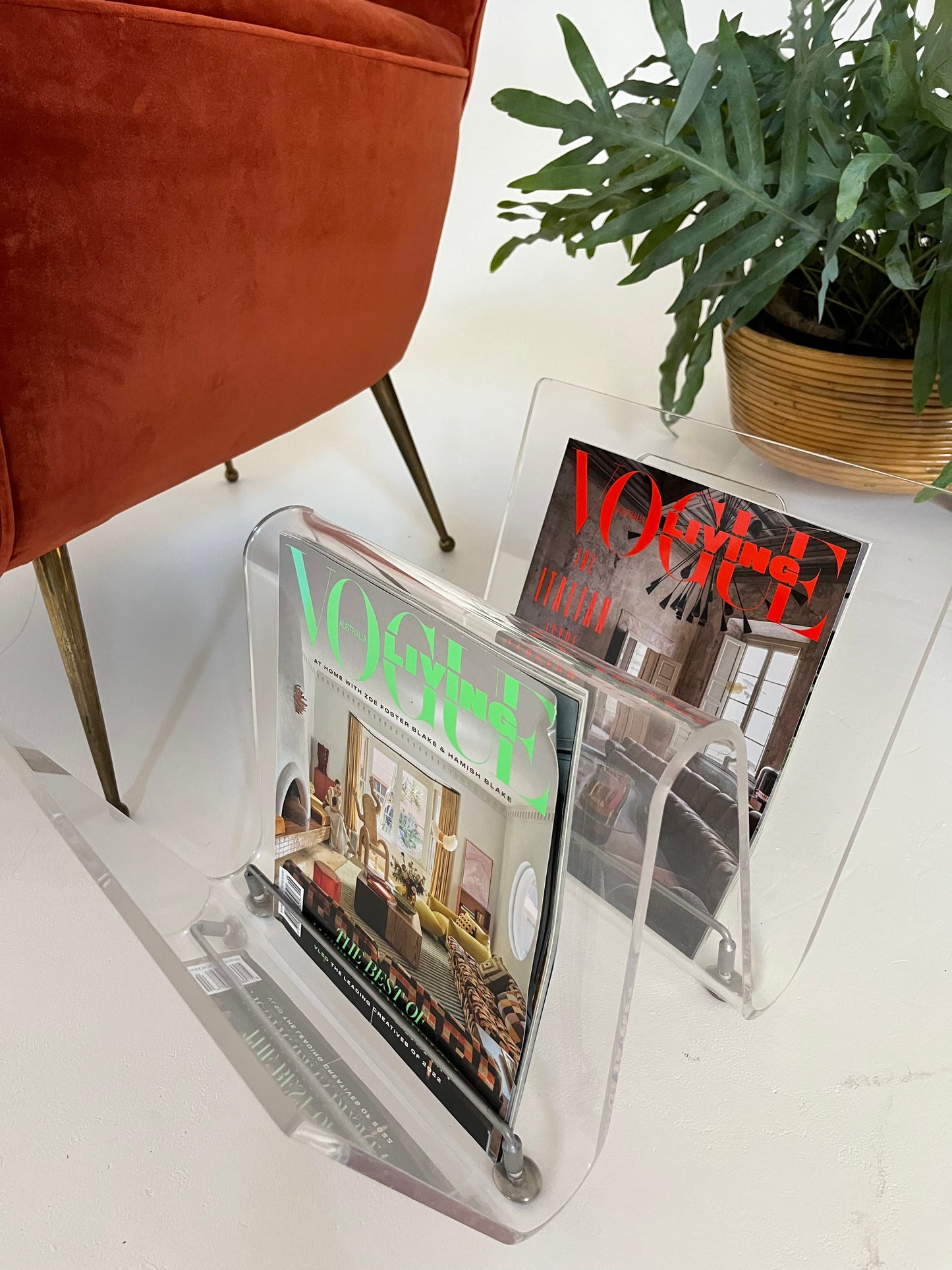 Vintage Perspex Magazine Rack