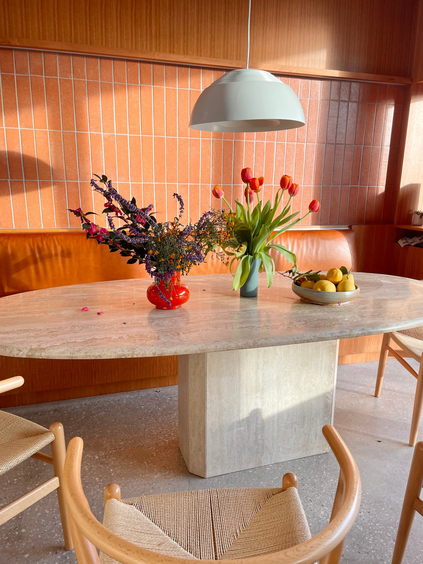 Italian Travertine Dining Table