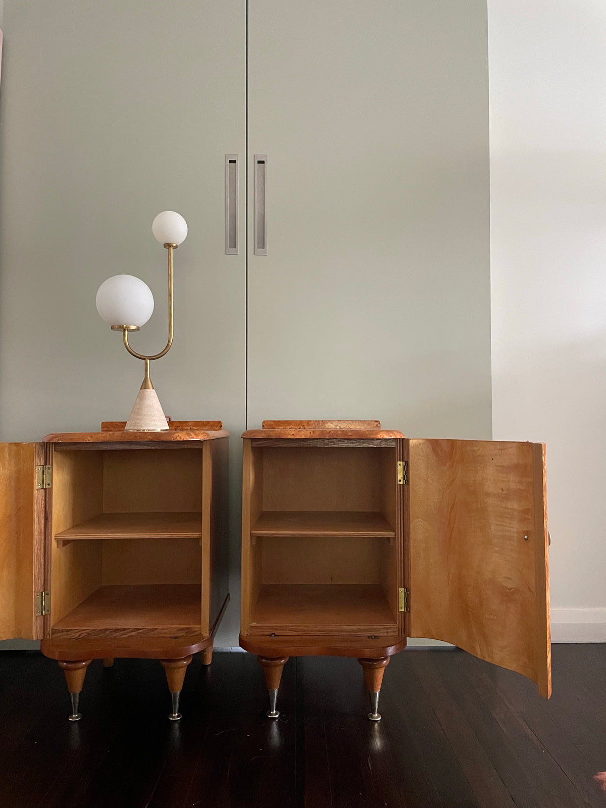 Burl Bedside Tables (Pair)
