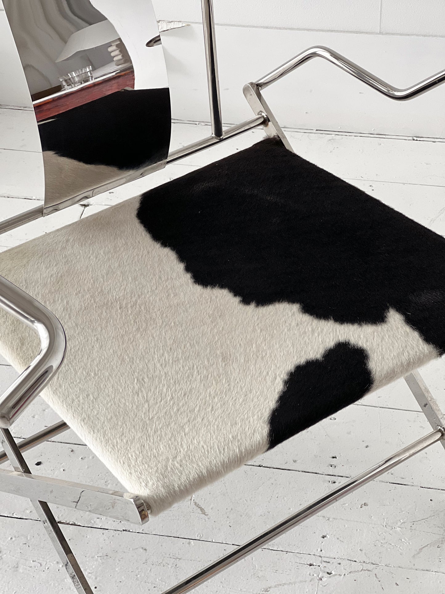 Chrome & Cow-Hide Lounge Chair