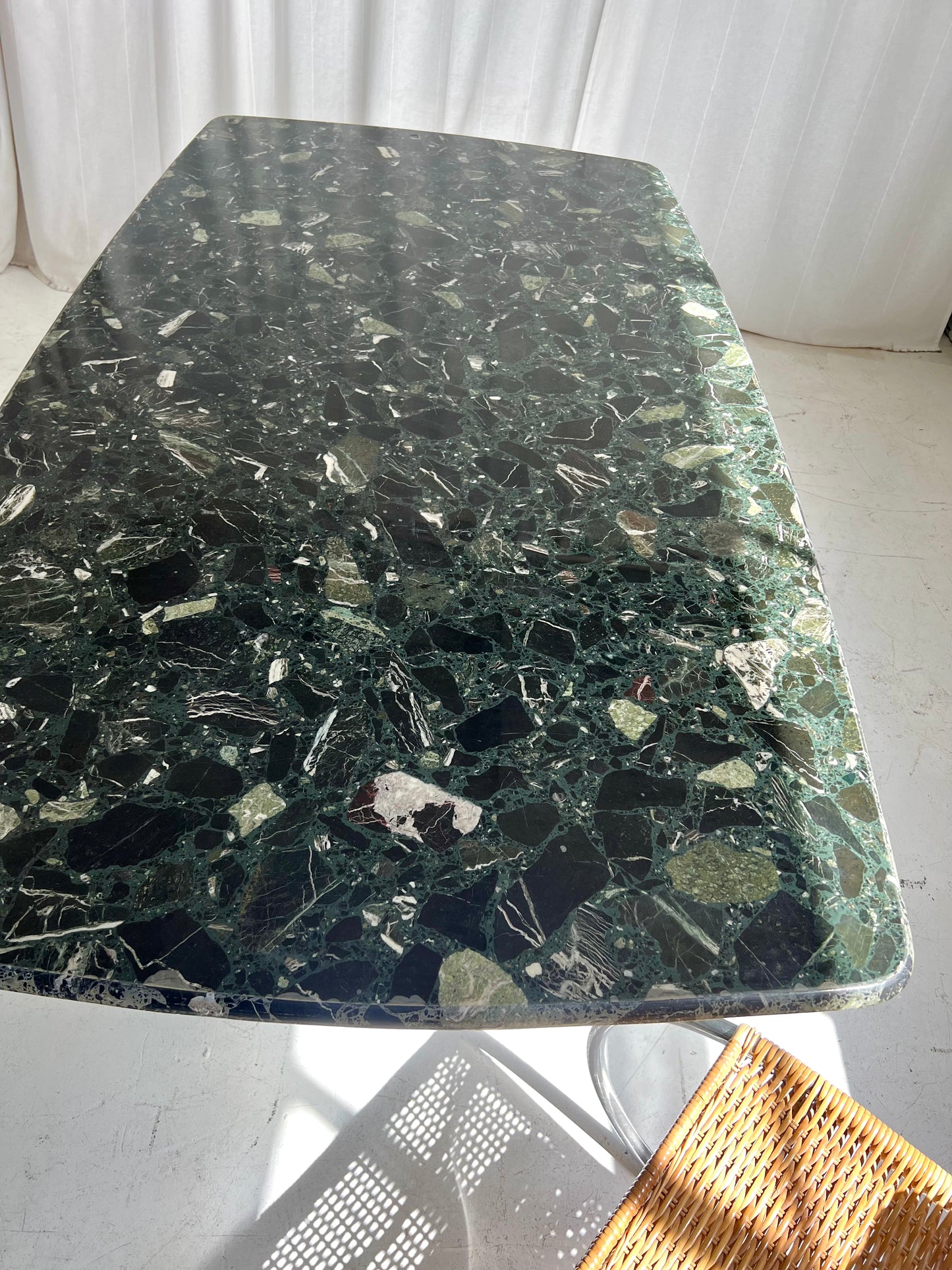 Vintage Green Palladiana Marble & Lucite Table