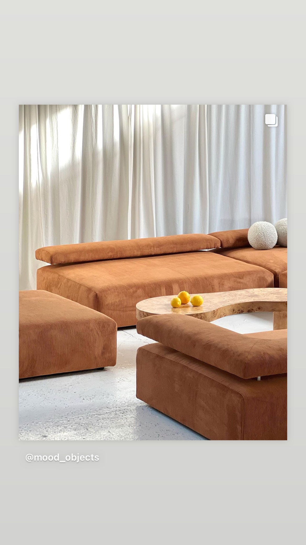 - Large Bespoke Brown Corduroy Modular Sofa Set