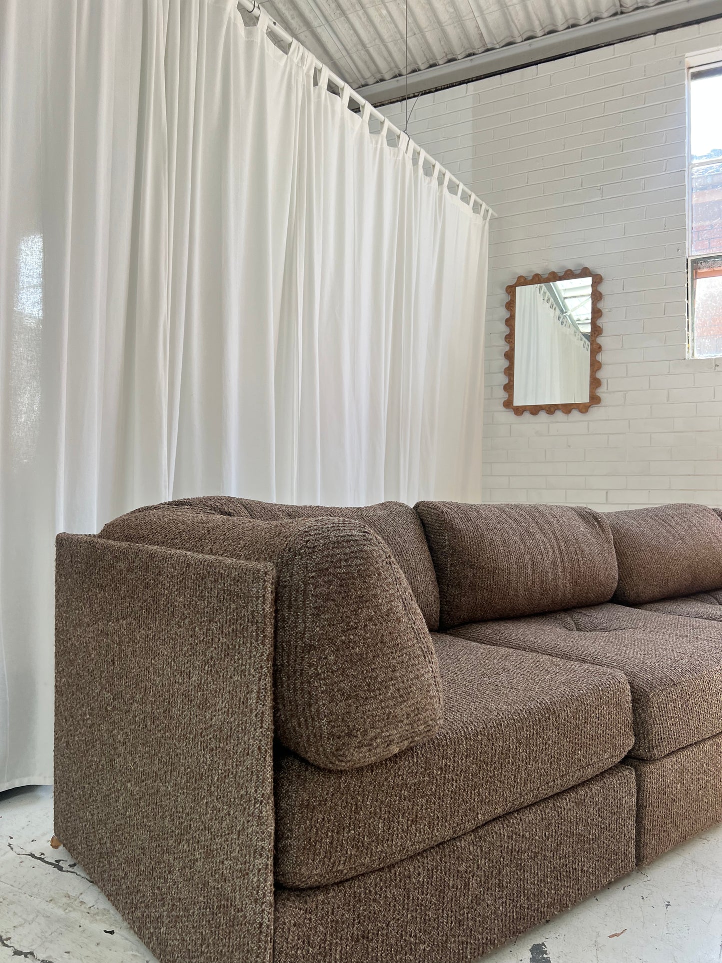 - Vintage Brown Tweed Playpen Modular Sofa