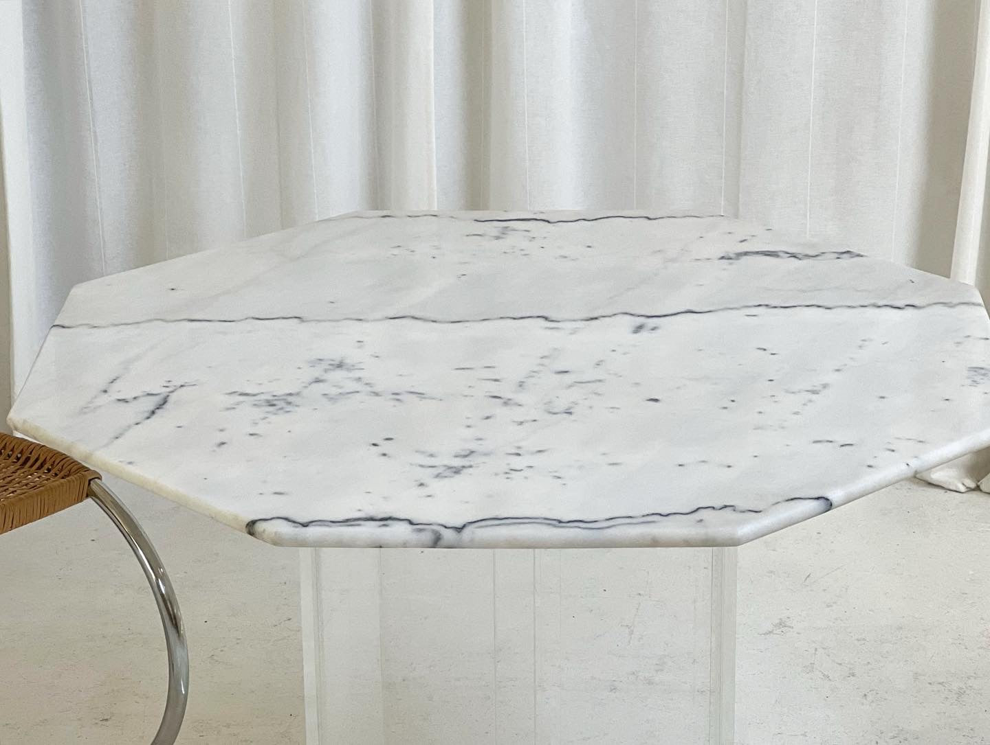 Octagonal Carrara Marble & Lucite Table