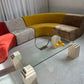 Vintage Glass & Travertine Coffee Table