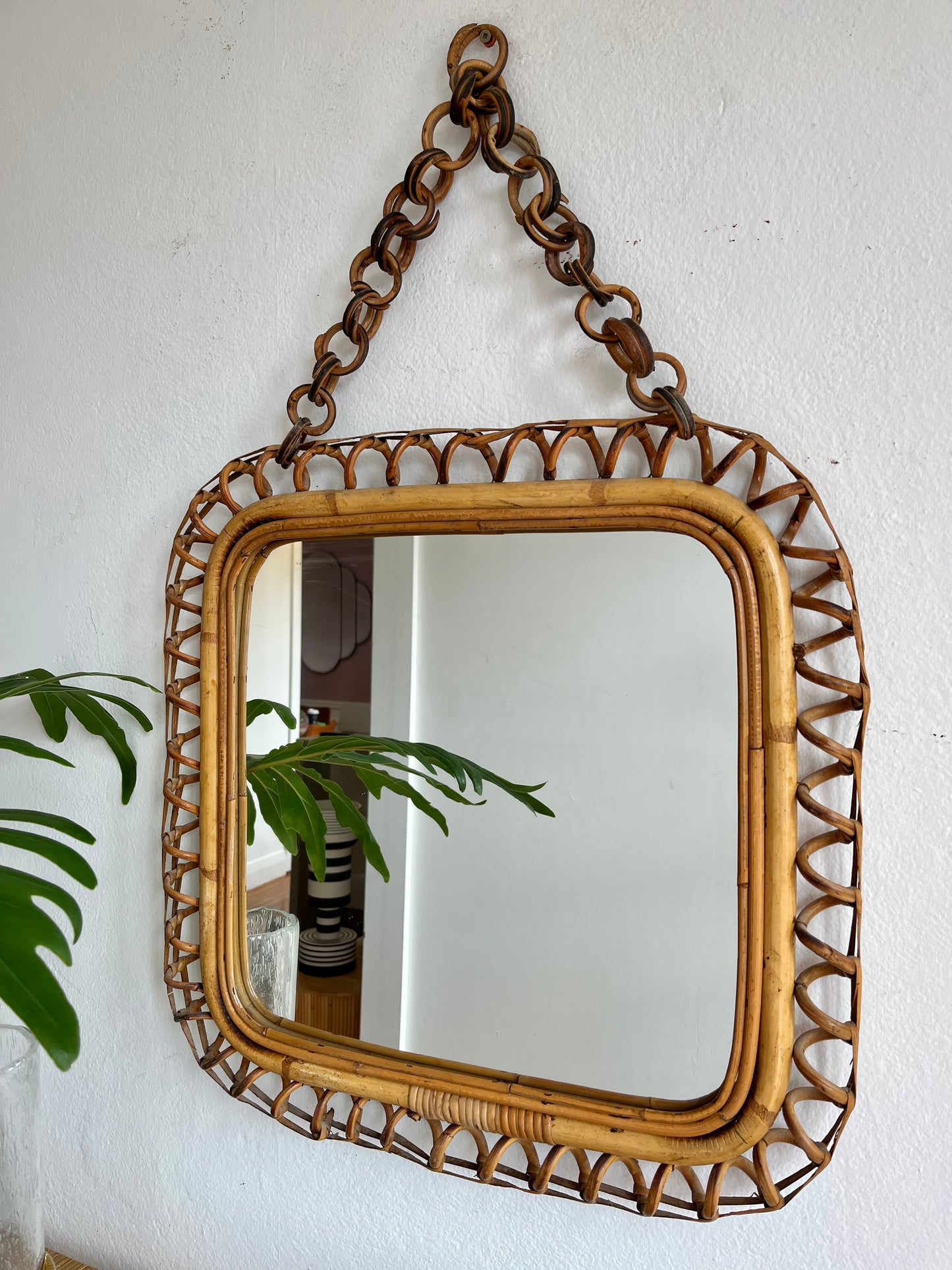 Vintage Italian Bamboo Mirror, Circa 1960’s