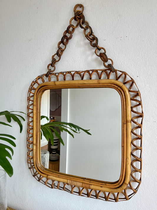Vintage Italian Bamboo Mirror, Circa 1960’s