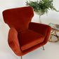 Vintage Italian Paprika Velvet Armchair