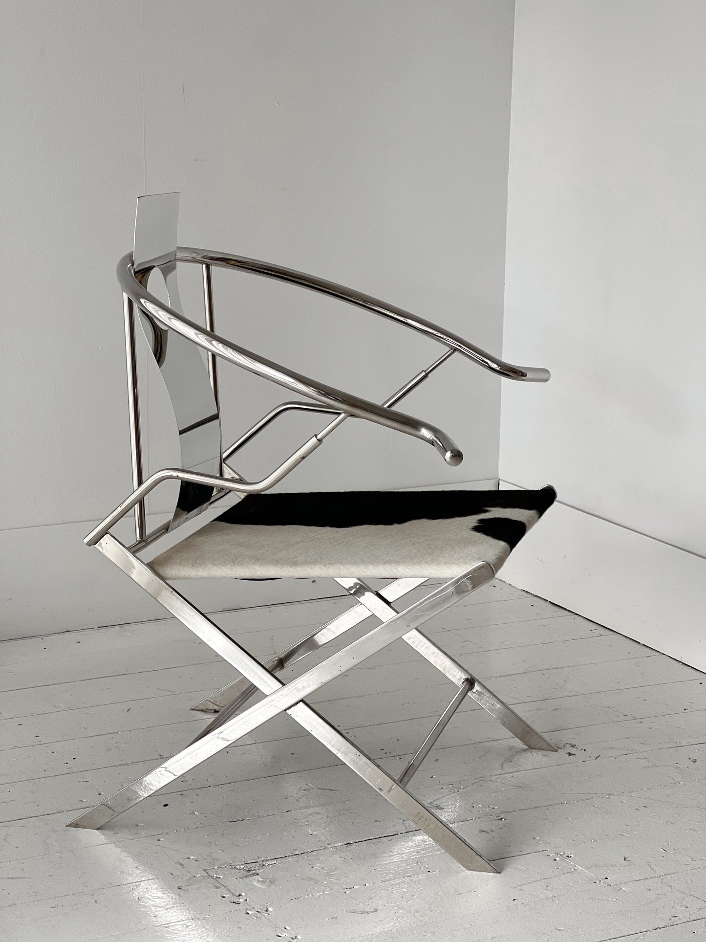 Chrome & Cow-Hide Lounge Chair
