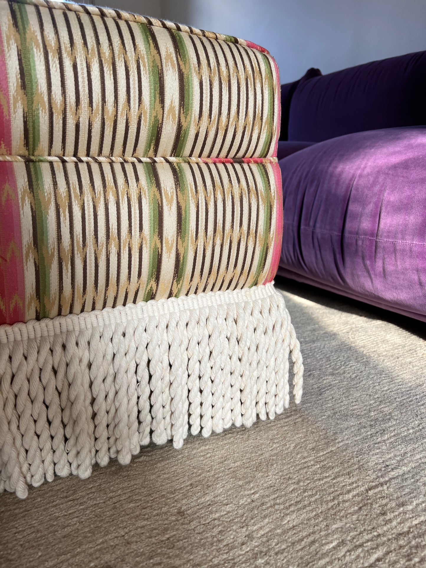 Oversized Ottoman with Bullion Fringe Skirt