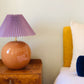 Terracotta with pleated lilac shade lamps