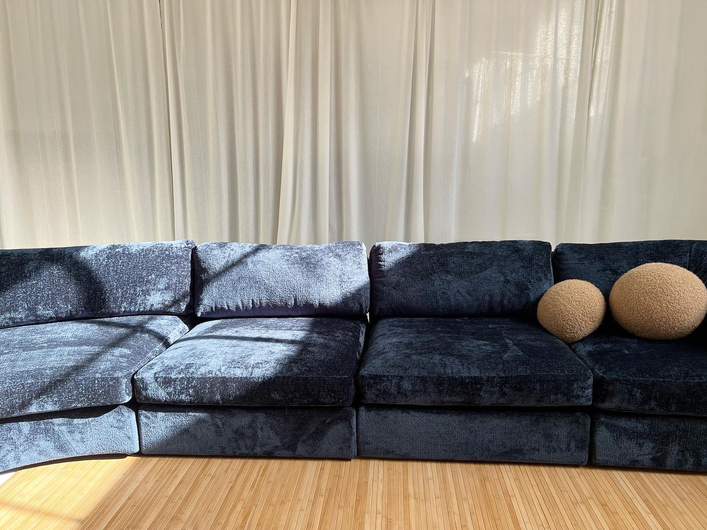 - Bespoke Curved Midnight Chenille Modular Sofa