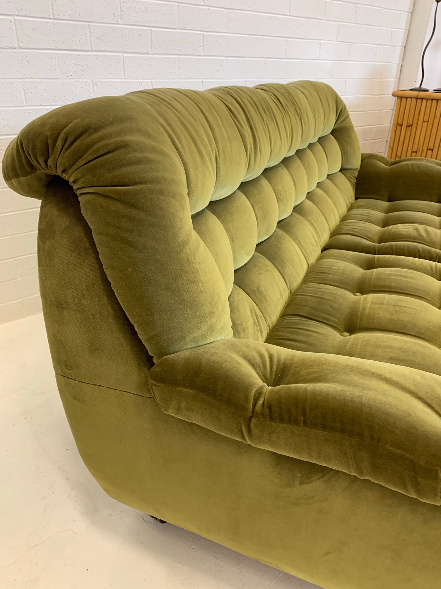 Vintage Green Velvet Sofa