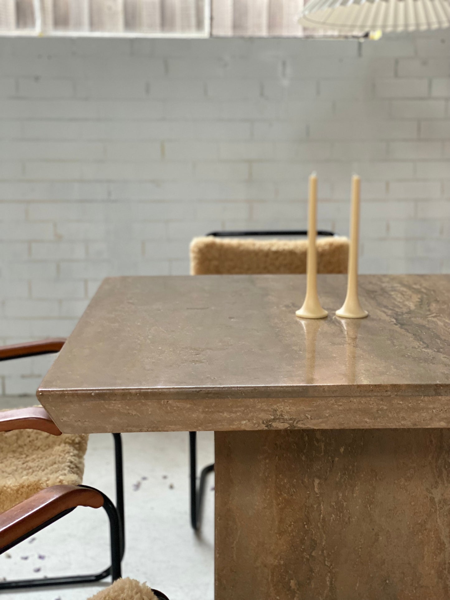 Brutalist Travertine Dining table