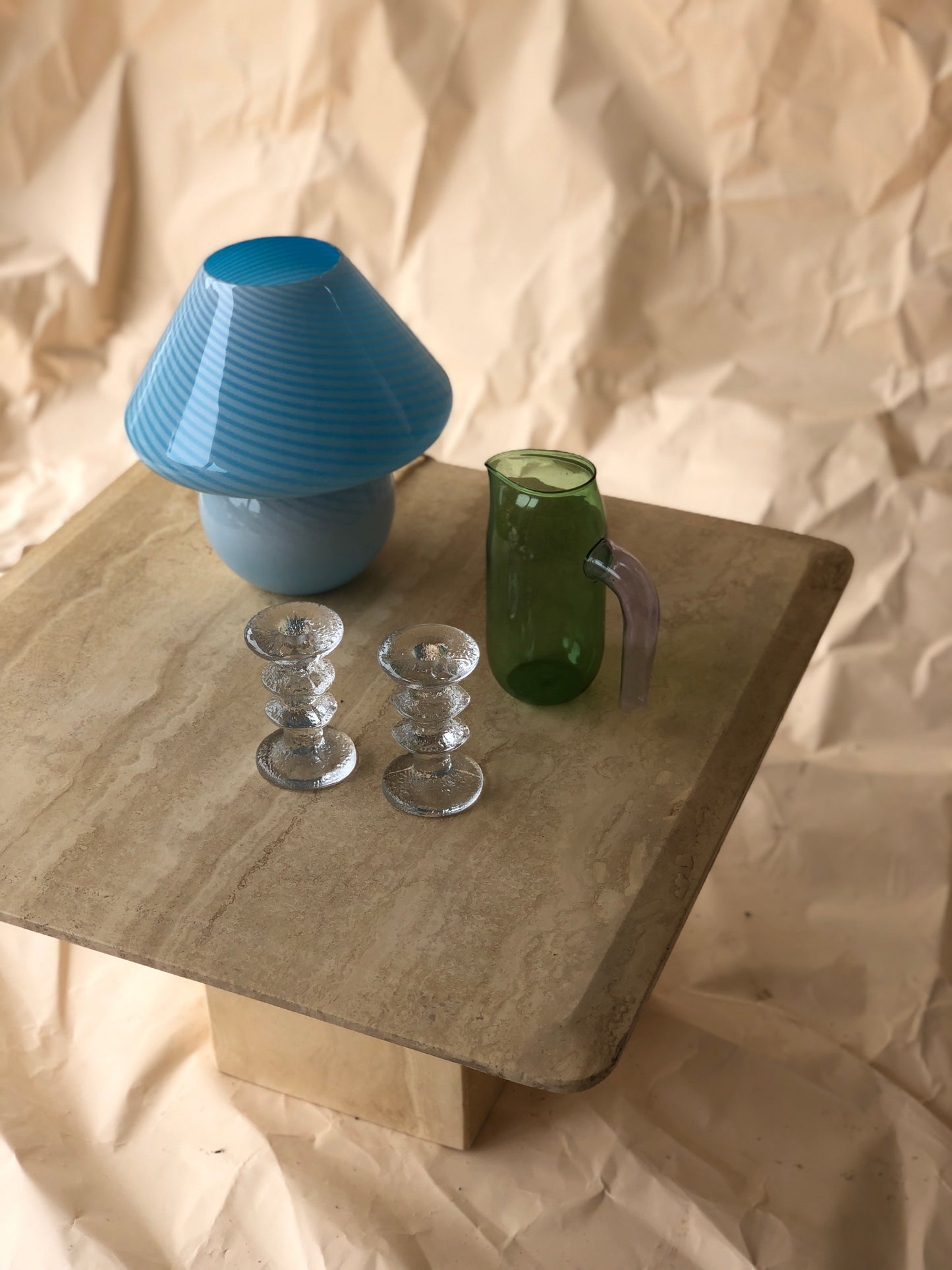 Vintage Murano Blue Glass Mushroom Lamp