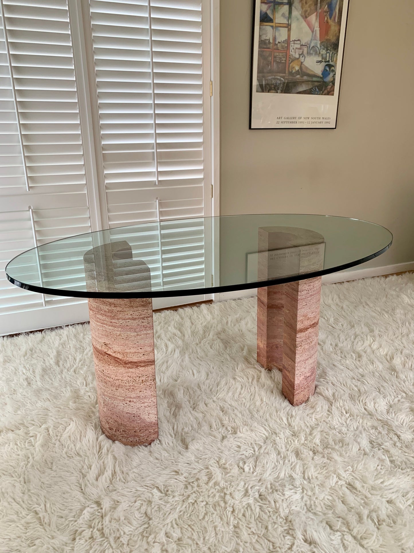 Rare Pink Travertine Table