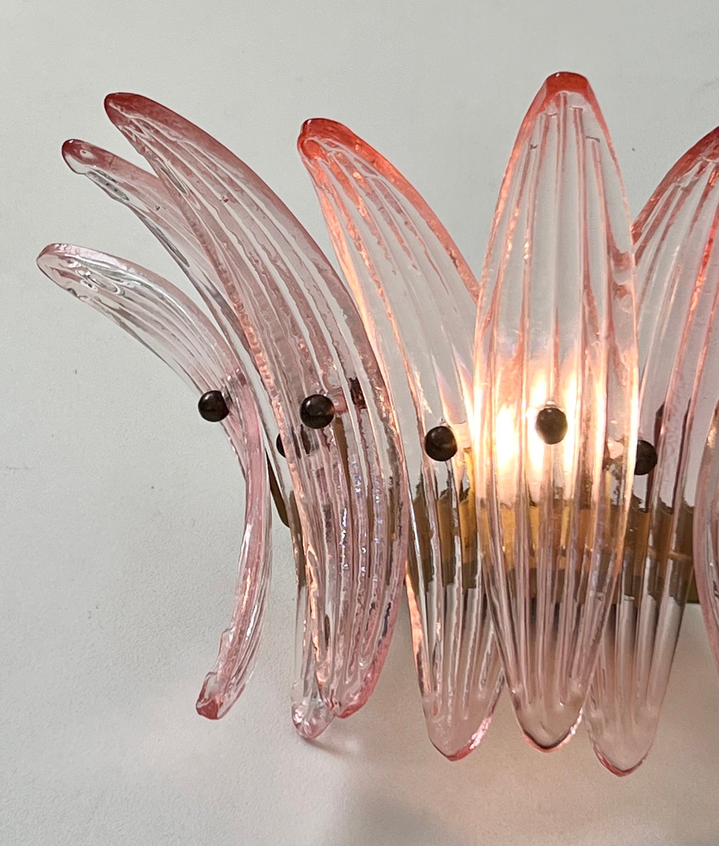 - Pink Murano Palmette Sconce, Italy - Two Available