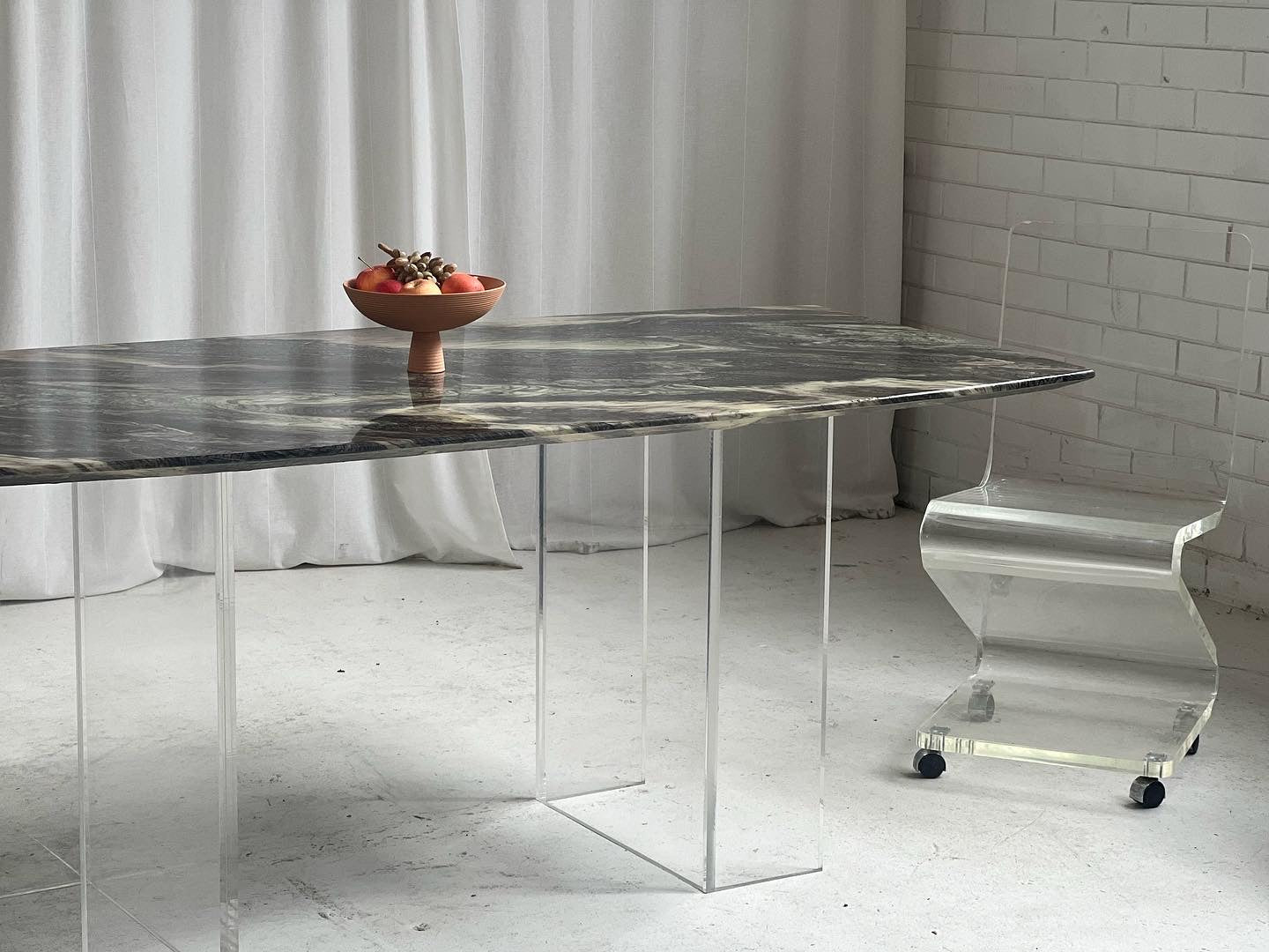 Custom Lucite Marbled Table