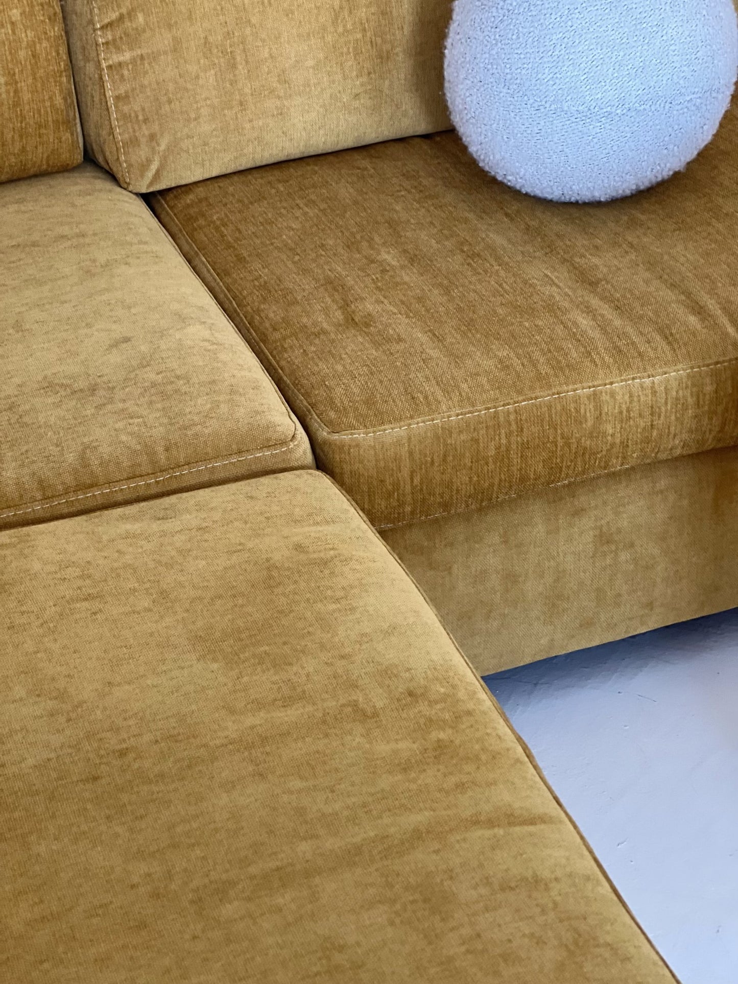 Large Yellow Velvet Vintage Modular Sofa