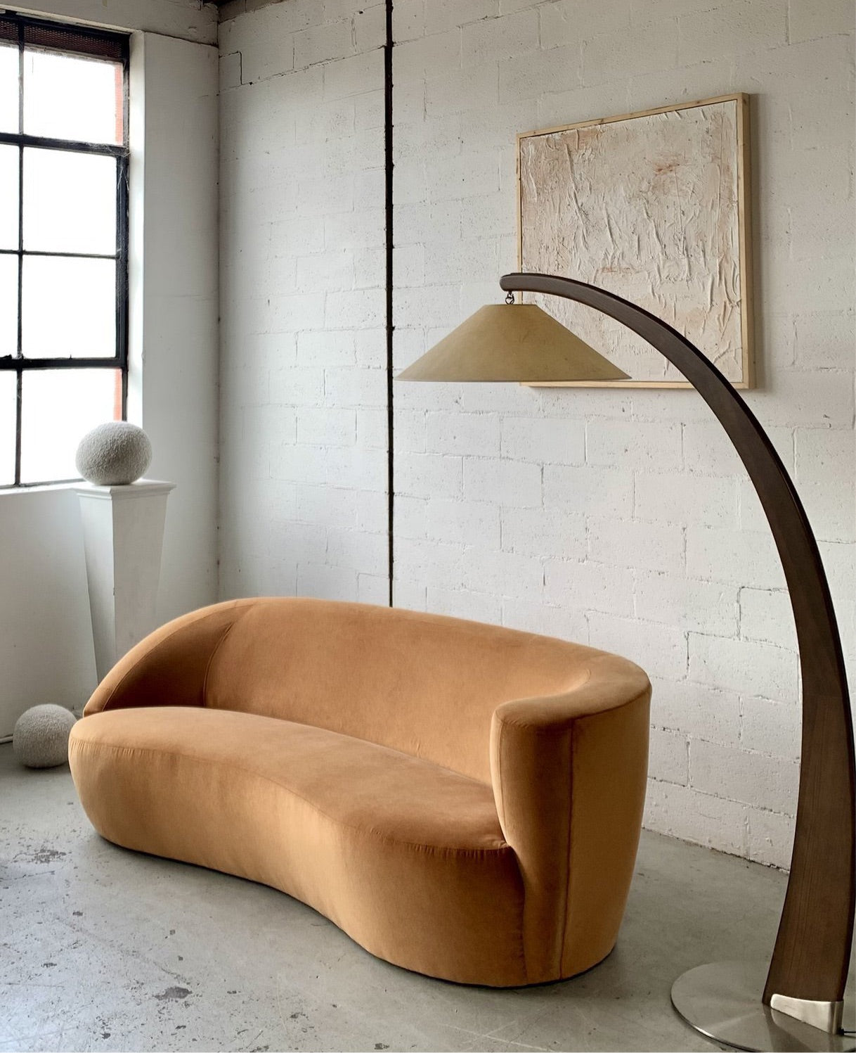 Bespoke Curved Sofa in Ginger Velvet