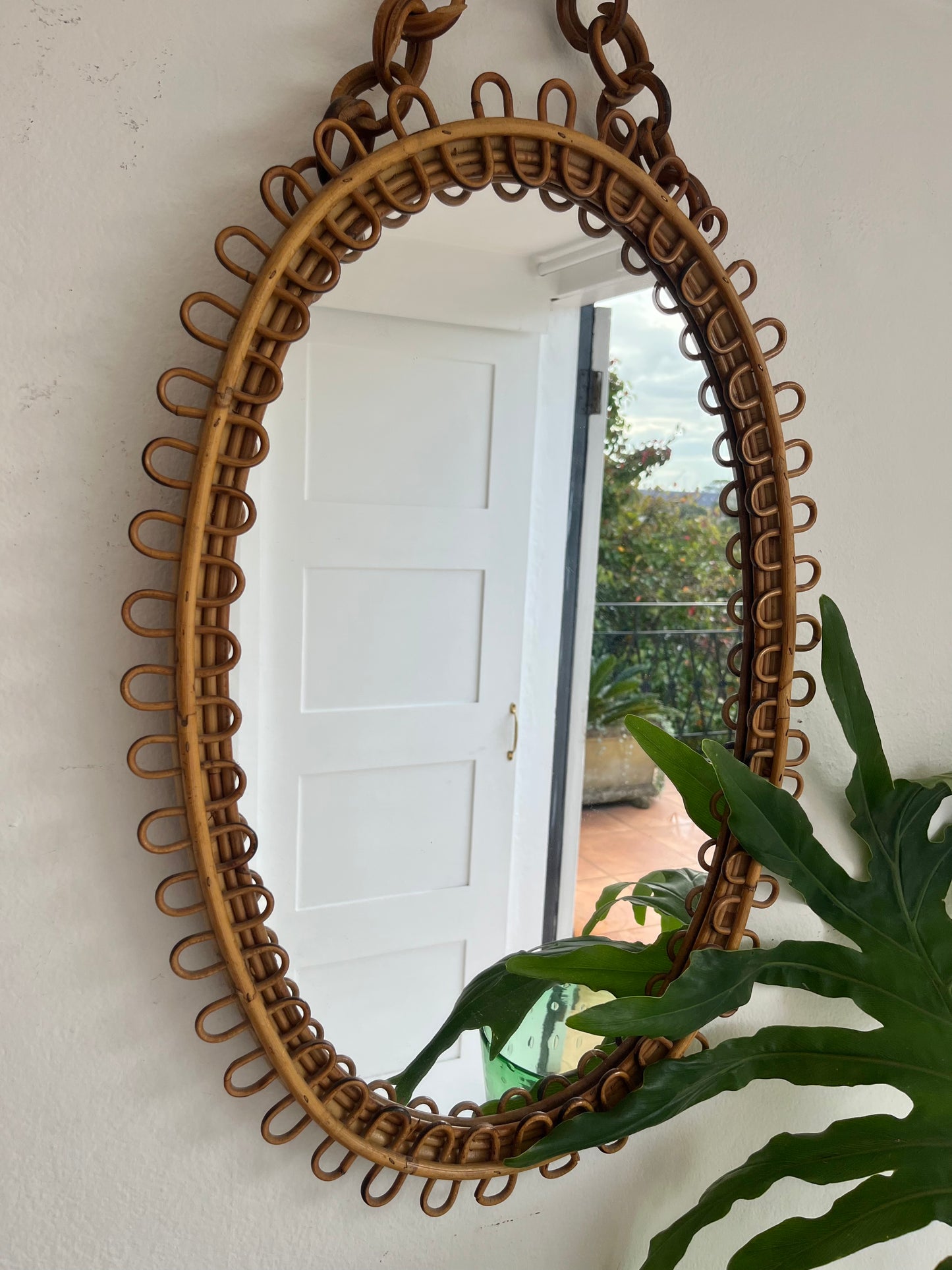 Vintage Italian Bamboo Mirror by Bonacina