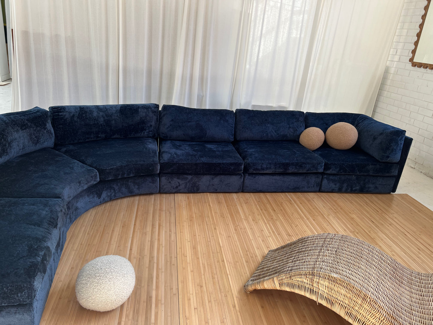 - Bespoke Curved Midnight Chenille Modular Sofa