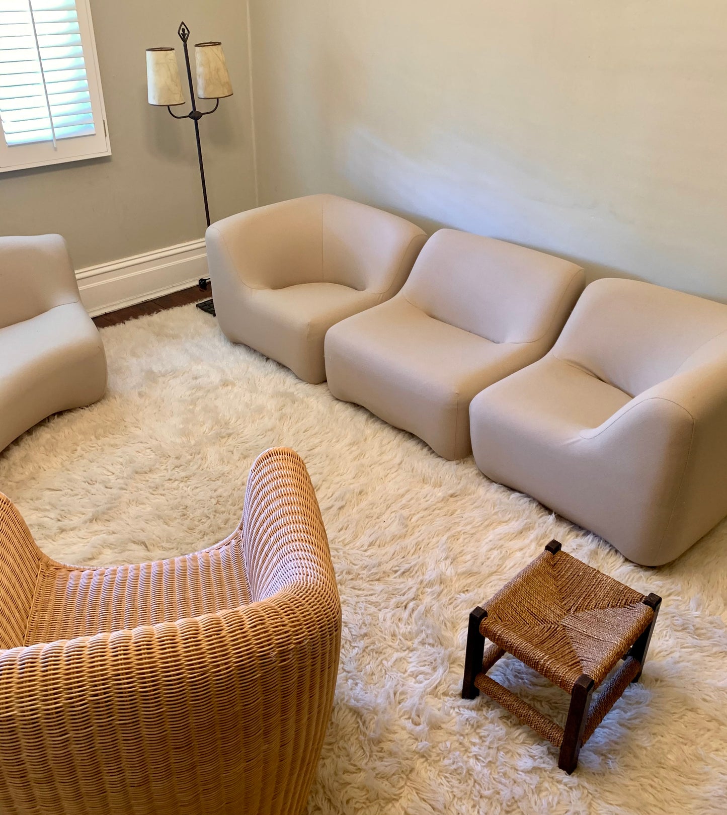 Featherston Numero VII Modular Sofa Reupholstered in Soft Wool