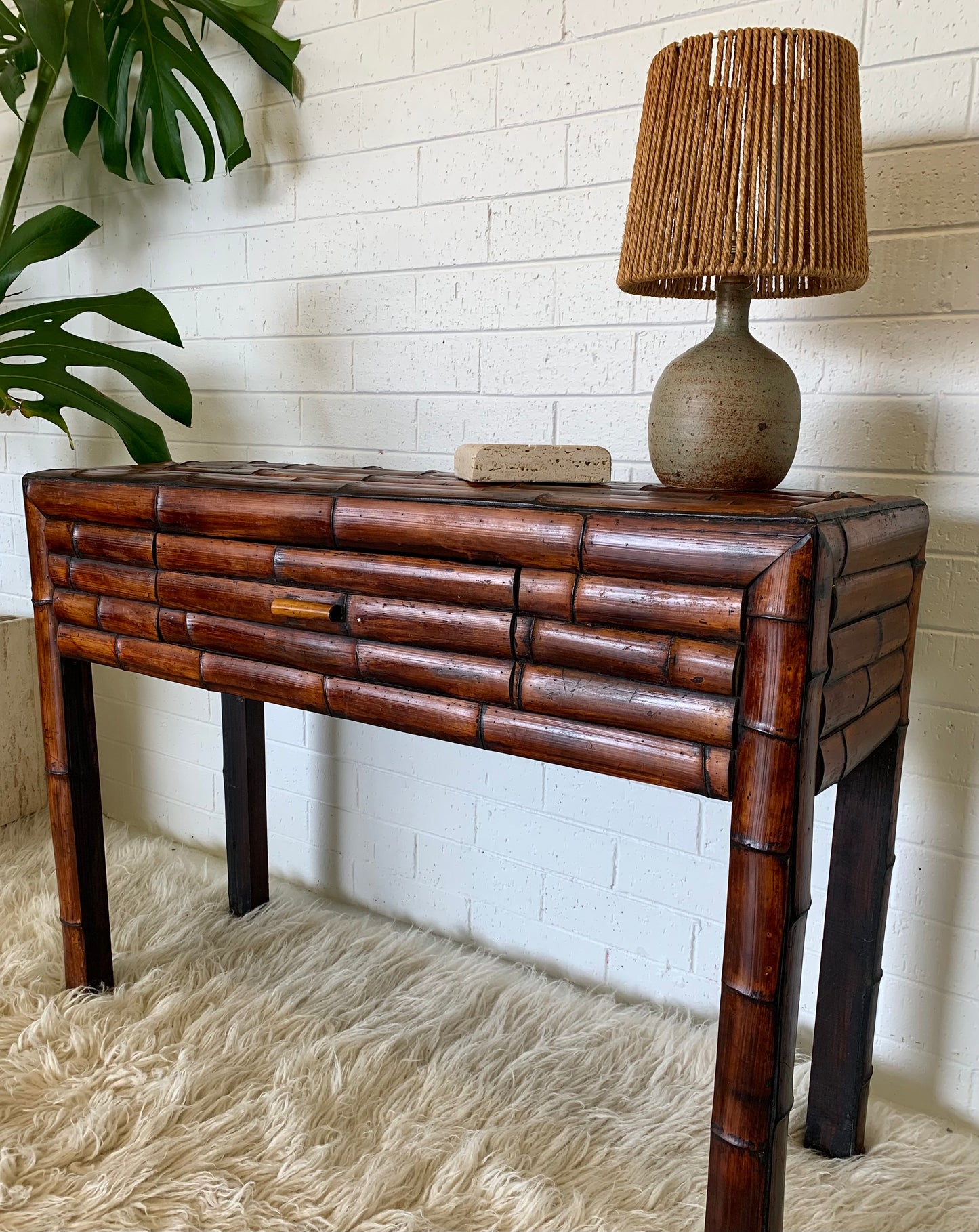Vintage Bamboo Hall Table