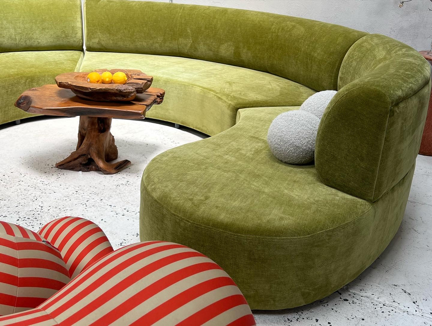 - Bespoke Olive Velvet Curved Modular Sofa