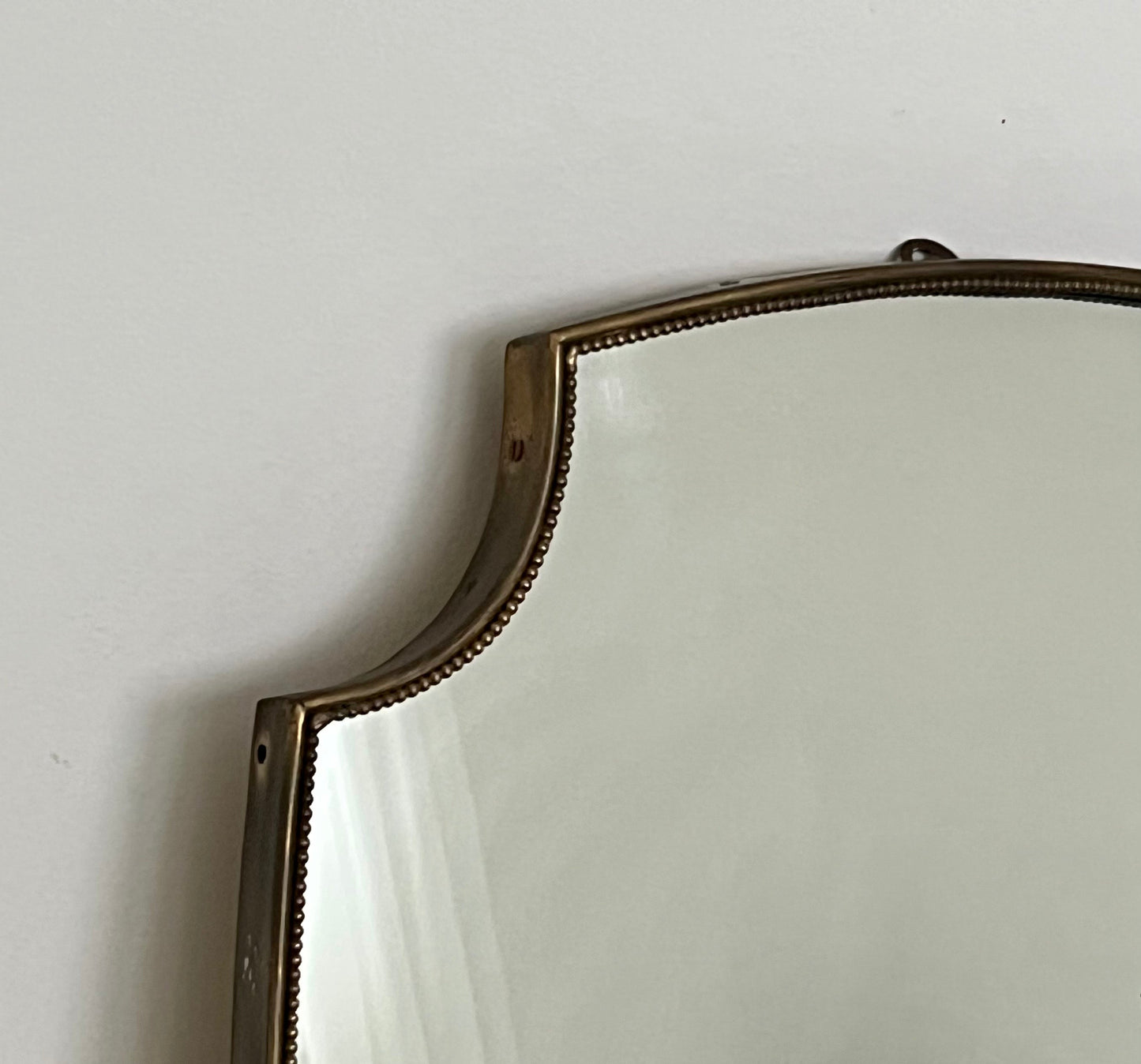 1950s Italian Brass Mirror - Beaded Shield