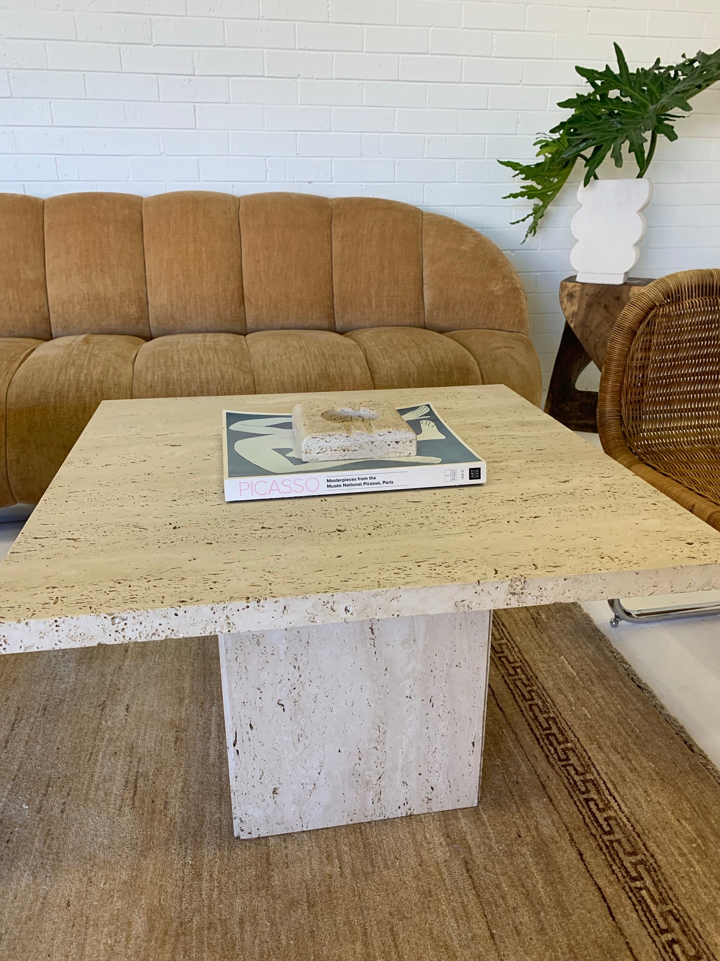 Unfilled Travertine Side Table/ Coffee Table