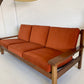 Mid Century Rust Velvet Plank Sofa