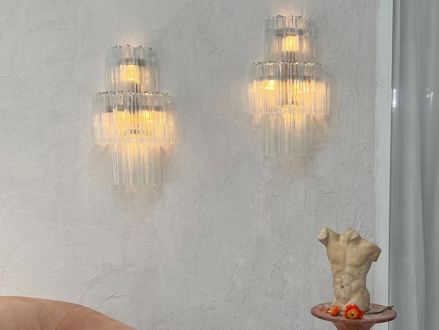 Murano Sconce - Venini TRONCHI CLEAR - One Available