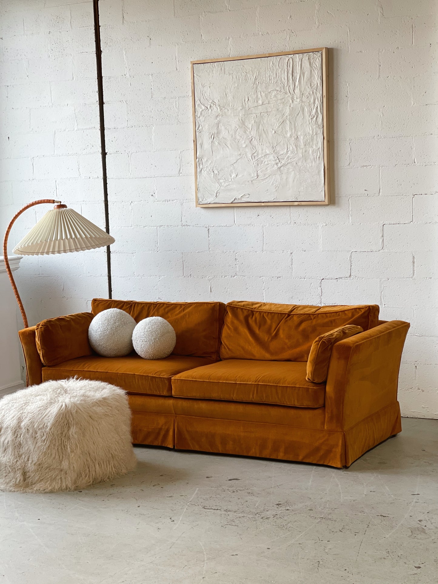 Large Burnt Orange Velvet Lounge