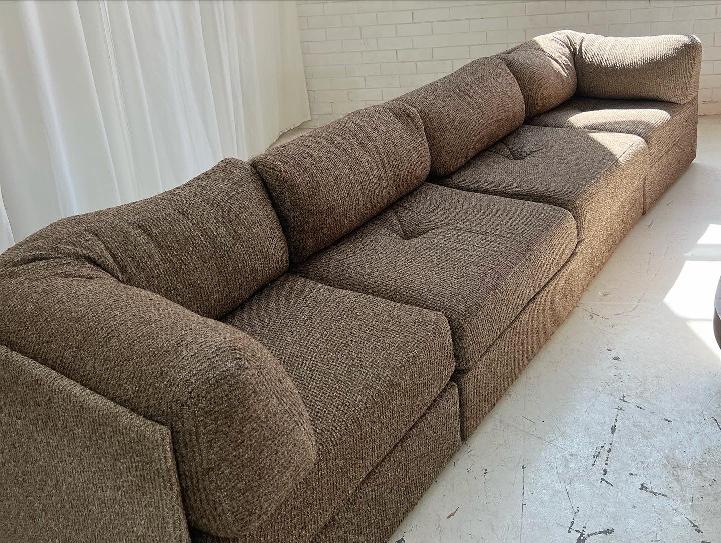 - Vintage Brown Tweed Playpen Modular Sofa