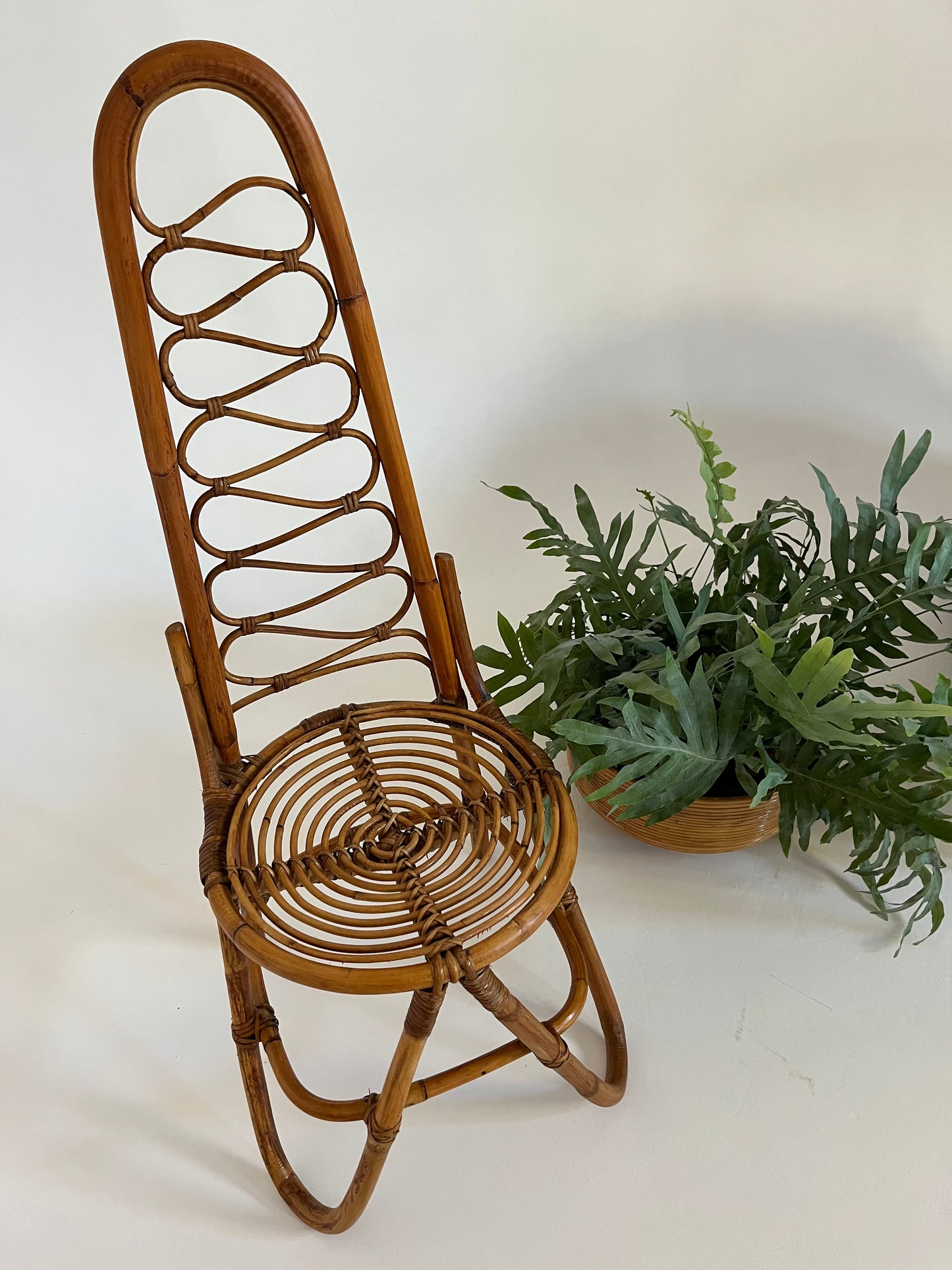 - Vintage Italian Bamboo High Back Chair