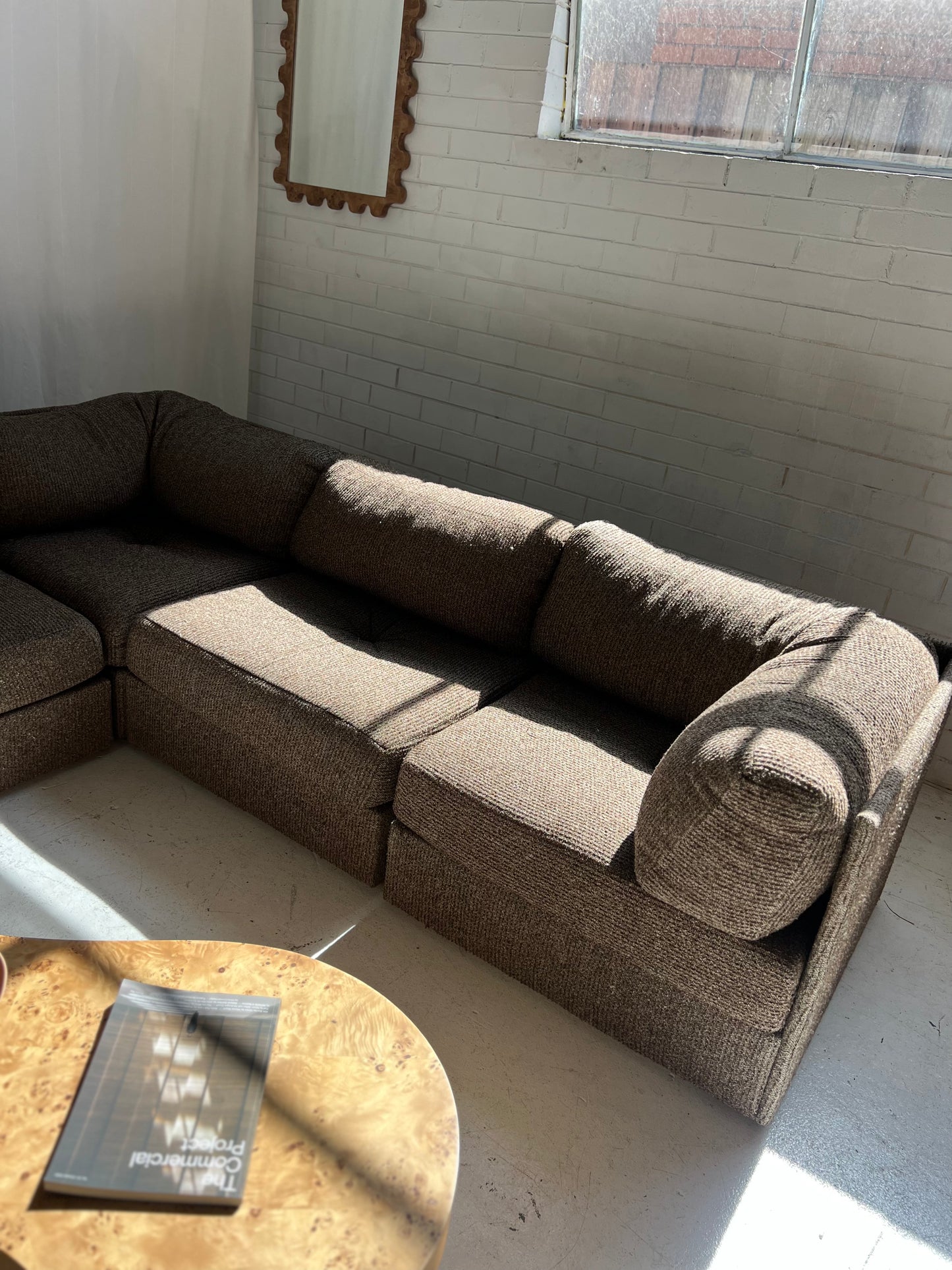 - Vintage Brown Tweed Playpen Modular Sofa